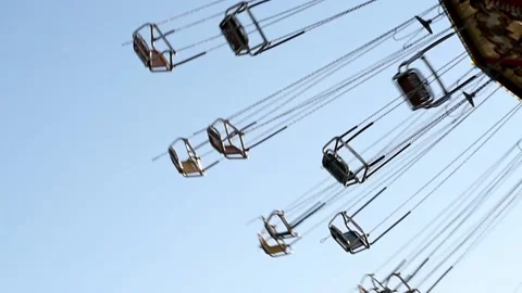 Ride on Chains Carousel. Stock Footage 142826655