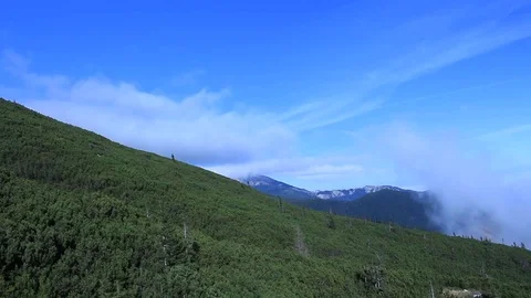 Ride down on funicular in mountains Stock Footage 70873234