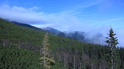 Ride down on funicular in mountains Stock Footage 70875024