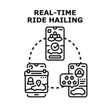 Ride hailing mobile application user interaction Stockillustratie