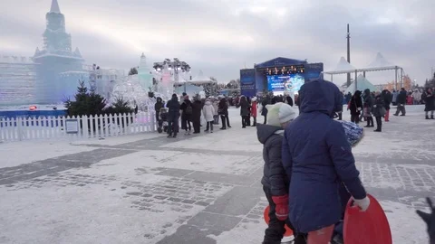 Ride from the ice slide Stock Footage 101281736