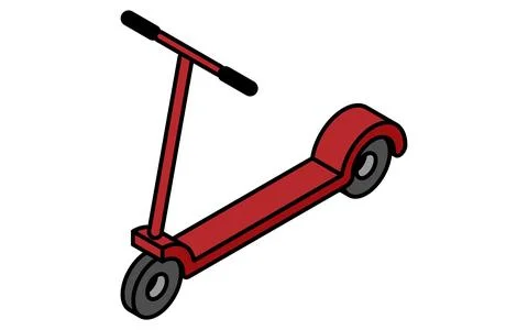 Ride icon, simple and cute isometric line drawing icon of a kickboard Stock Illustration