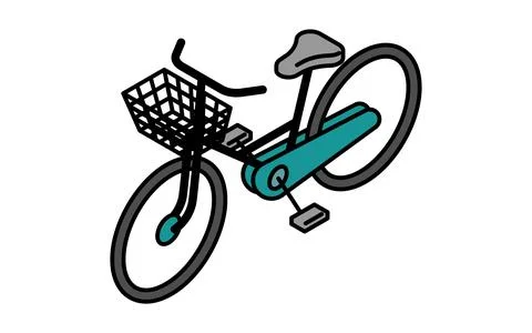 Ride icon, simple and cute isometric line drawing icon of a bicycle Stock Illustration