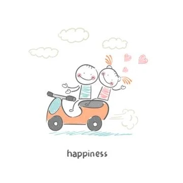 Ride a moped Stock Illustration