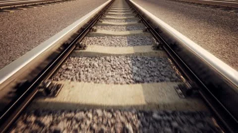 Ride over railroad track. Train transportation. Logistics industrial background. Stock Footage