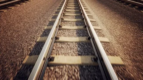 Ride over railroad track. Train transportation. Logistics industrial background. Stock Footage