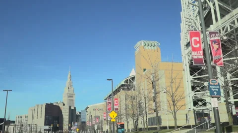 Ride passed progressive field Stock Footage 165227555