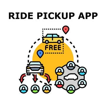 Ride pickup mobile application providing transportation service Stock Illustration
