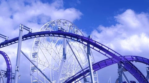 Ride roller coaster at an amusement Park. 스톡 동영상 111468165