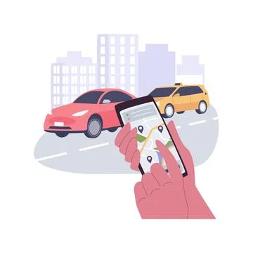 Ride-sharing apps isolated cartoon vector illustrations. イラスト素材