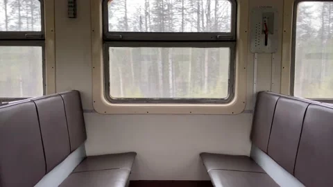 Ride on a suburban electric train in an empty car Stock Footage 131447130