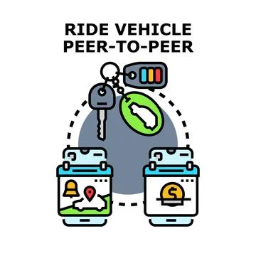 Ride vehicle peer to peer sharing service app Stock Illustration