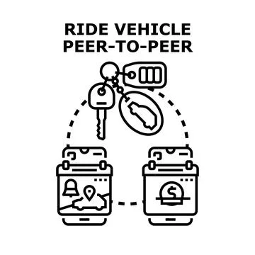 Ride vehicle peer to peer sharing service app Stock Illustration