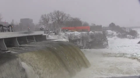Rideau Falls in Winter Stock Footage 23255723