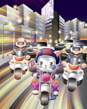 Rider cat. Stock Illustration