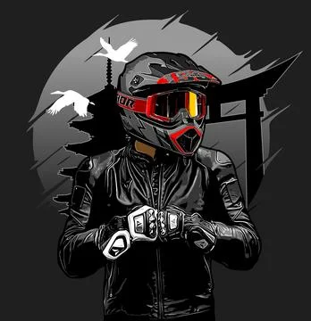 Rider on the gray background Stock Illustration