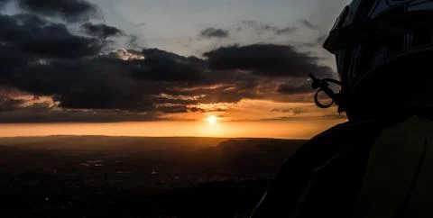 Rider look at sunset Stock Photos
