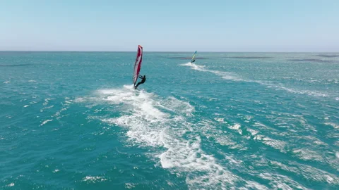 Rider performing extra speed and power by the sail catching the wind 스톡 동영상 202676315