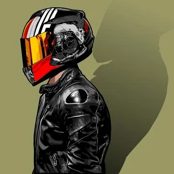 Rider side view on green background Stock Illustration