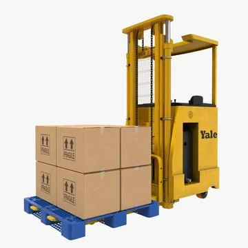 Rider Stacker Yellow and Pallet Set 3D Model