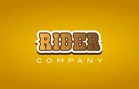 Rider western style word text logo design icon company Stock Illustration