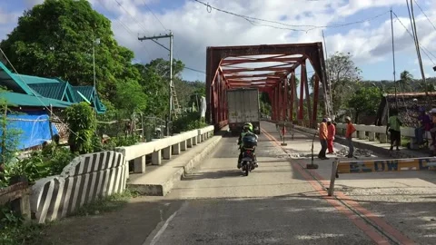 Riders, Passing an Old Bridge 스톡 동영상 142188546