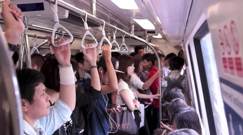 Riders on Singapore MRT Train Stock Footage 64453463