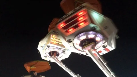 Rides amusement at night Stock Footage 102667316