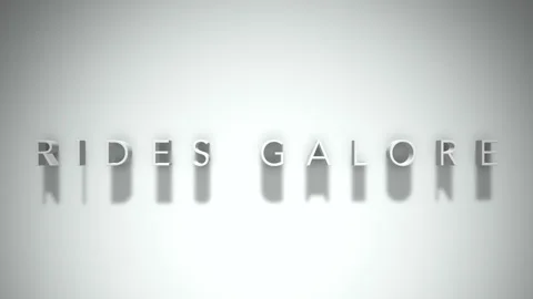 Rides galore 3D title animation white text on a white background Stock Footage 298895031