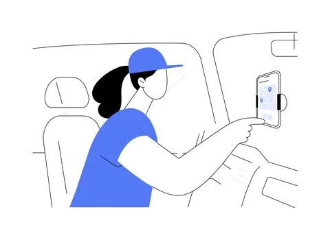 Rideshare driver isolated cartoon vector illustrations. Ilustración de archivo