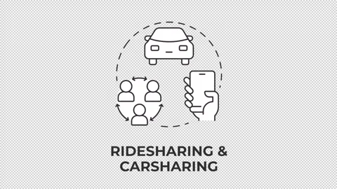 Ridesharing and carsharing line concept icon animation Stock Footage 340283000