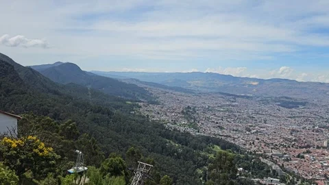 Ridge and Hillside Overlooking Endless City, Monserrate, Bogotá, Colombia 8K Stock Footage 331530131