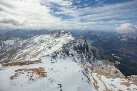 Ridge marking the German-Austrian border Stock Photos
