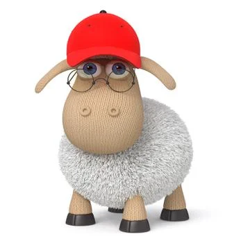 Ridiculous 3d lamb in a baseball cap Stock Illustration