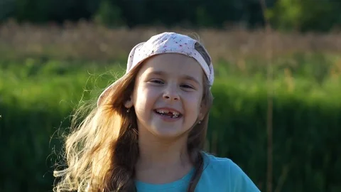 Ridiculous child without tooth chewing bubble gum. Stock Footage 104512400