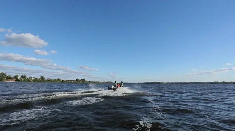 Riding along the river by boat Stock Footage 68051582