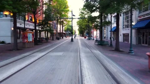 Riding Alongside Tram Tracks Video stock 154610406