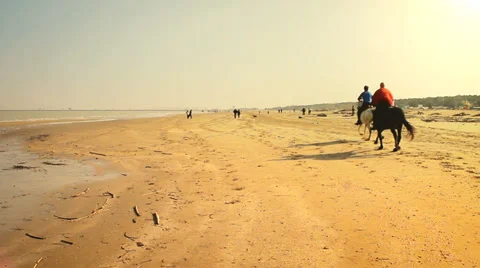 Riding on the beach Stock Footage 36919013