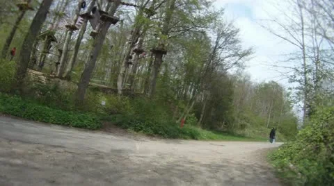 Riding bicycle forest path to coastline, time lapse Stock-Footage 11854724