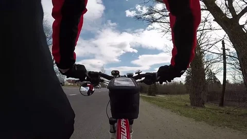 Riding a bike on the highway Stock Footage