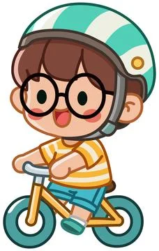 Riding Bikes Boy Stock Illustration