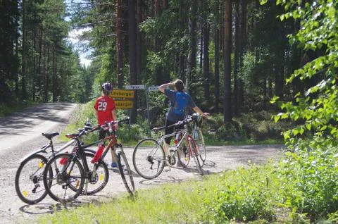 Riding bikes Stock Photos