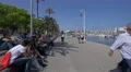 Riding bikes on the seafront in Barcelona 4k or 4k+ Resolution