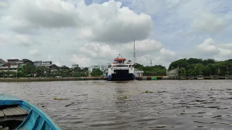 Riding a boat Stock Footage 300355679