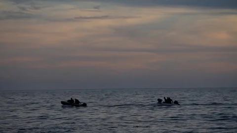 Riding boat in the ocean. Stock Footage 83164128