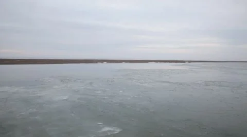 Riding boat through ice in Alaskan ocean water Stock Footage 51026345