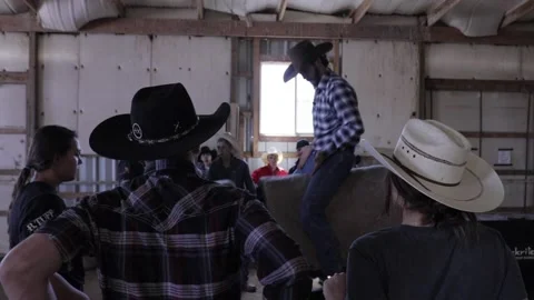 Riding bull class instruction Stock Footage 156114516