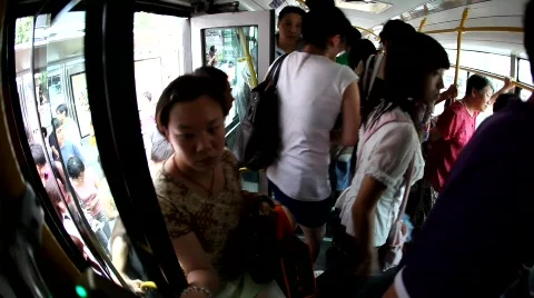 Riding the bus in Beijing Stock Footage