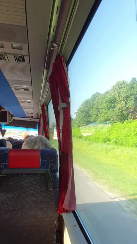 Riding by bus road trip summer sunny day Stock Footage 167950357