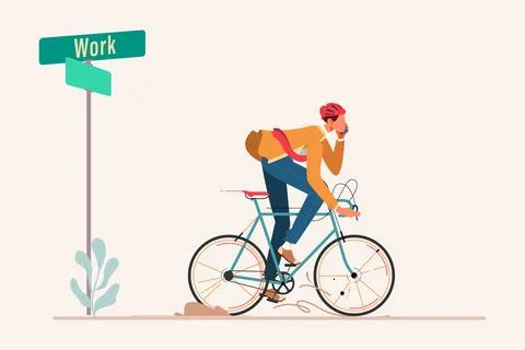 Riding Bycicle Stock Illustration